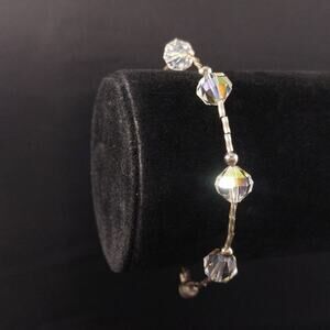 Swarovski Elements Beaded Bracelet, Aurora Borealis Crystals, Seed Beads, 7 1/2"